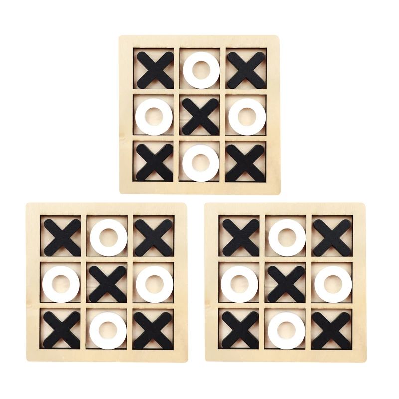 Montessori Wooden XO Puzzle Chess Game Educational Brain Training Toy For Kids 12