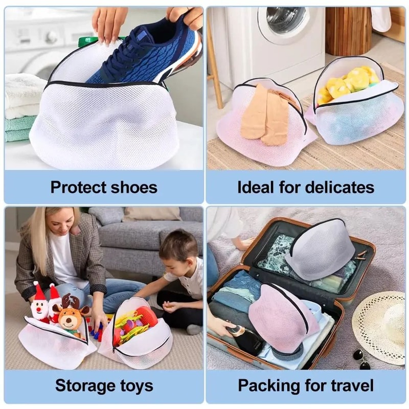 Mesh Shoe Washing Laundry Bag With Zipper Protective Sneaker Delicate Organizer 3