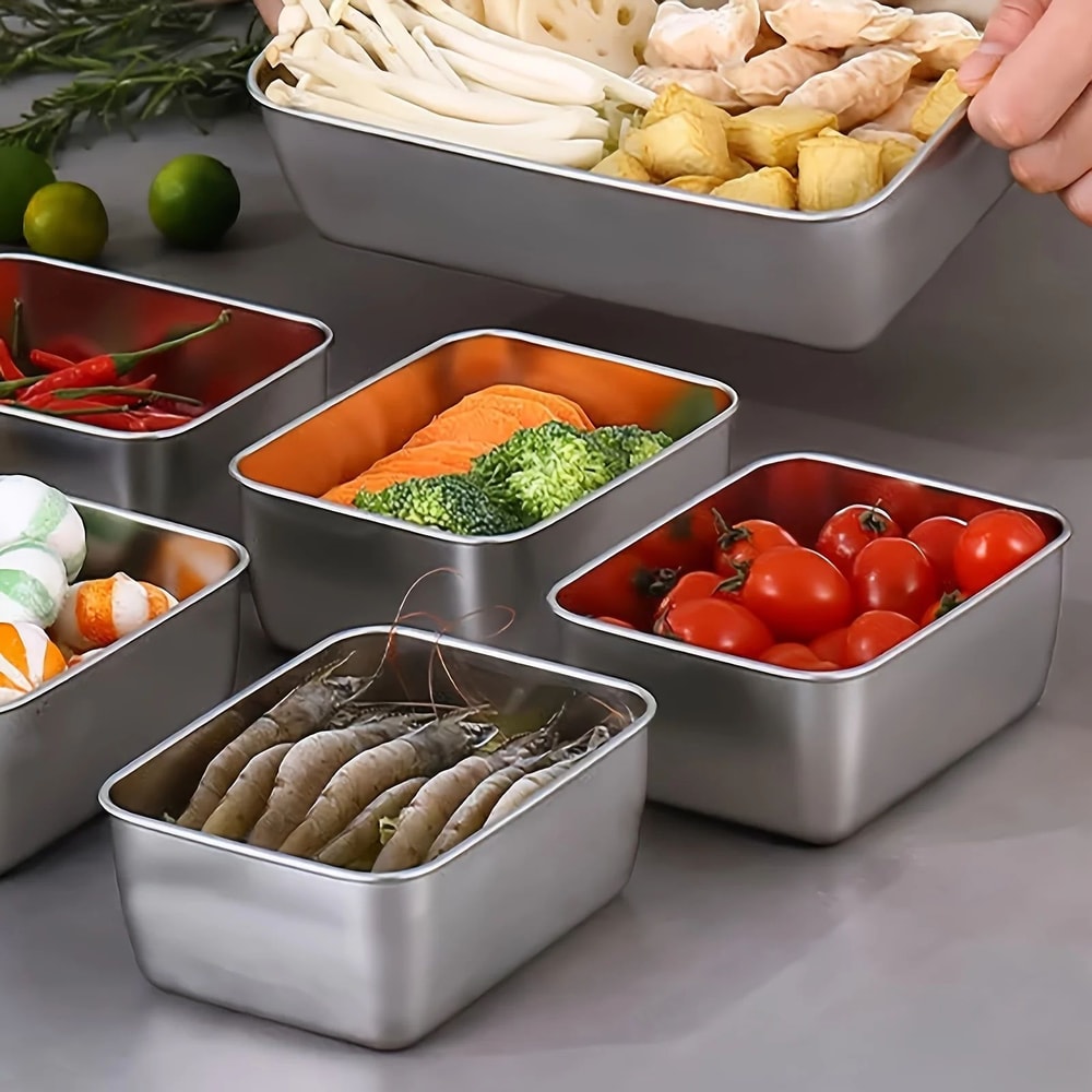 6Piece Stainless Steel Food Storage Containers Set Leakproof Stackable Lunch Boxes 2