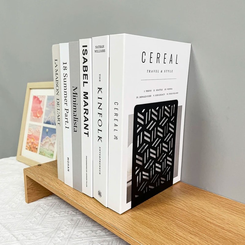 Crafted Door Design Metal Bookends Heavy Duty NonSlip Decorative Book Holders 2