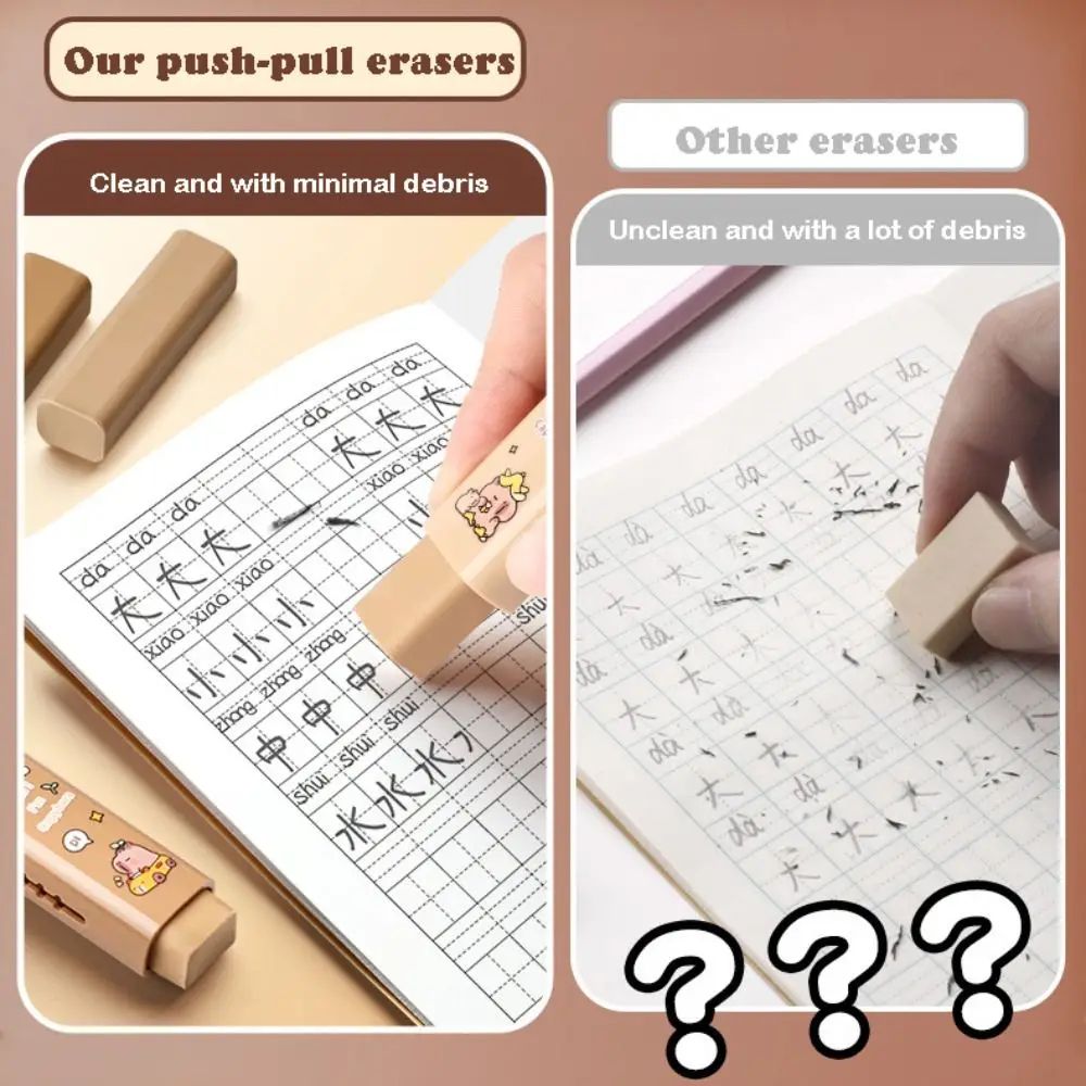 Cute Capybara PushPull Eraser Replaceable Core Cartoon Silicone Correction Tool 4
