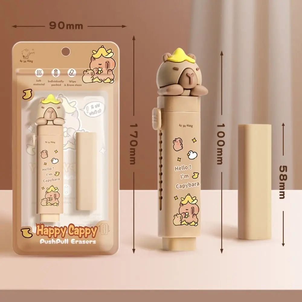 Cute Capybara PushPull Eraser Replaceable Core Cartoon Silicone Correction Tool 5