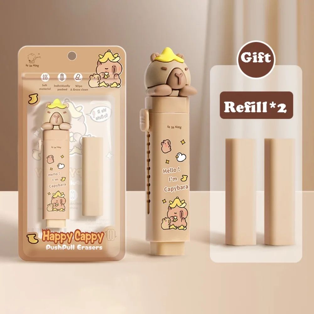 Cute Capybara PushPull Eraser Replaceable Core Cartoon Silicone Correction Tool 7