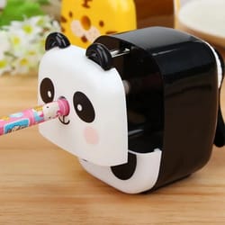 cartoon panda & tiger hand-crank pencil sharpener – cute animal portable school sharpener