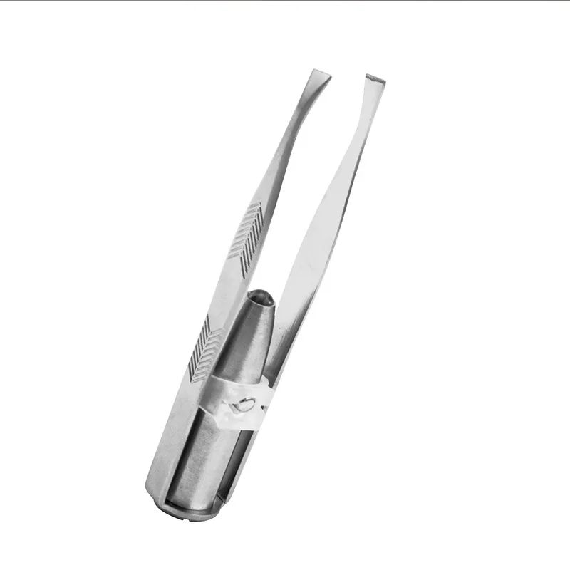 LED Light Precision Tweezers Stainless Steel Eyebrow Hair Removal Tool 2