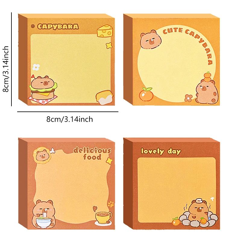 Cute Capybara Memo Pad Set Cartoon Message Notes Creative Desk Stickers 3