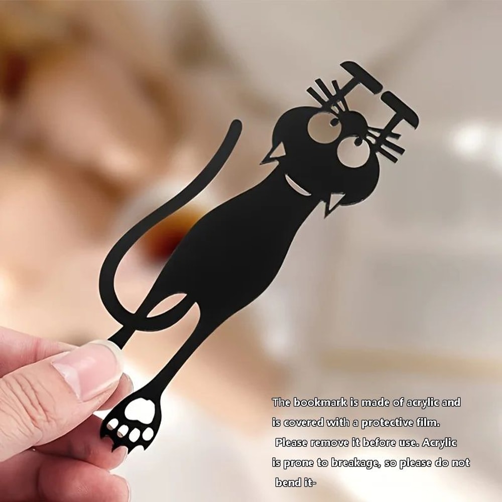 Black Cat Acrylic Hollow Bookmark Creative Hanging Page Marker For Book Lovers 5