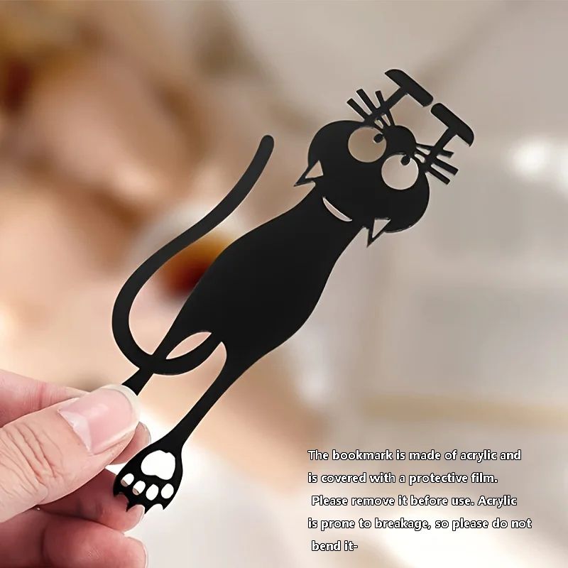Black Cat Acrylic Hollow Bookmark Creative Hanging Page Marker For Book Lovers 5