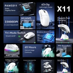 attack shark rgb wireless gaming mouse – tri-mode bluetooth lightweight fps mouse