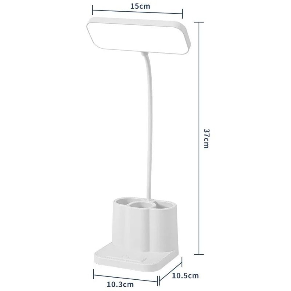 LED Desk Lamp With Pen Holder Phone Stand Dimmable USB Study Light 5