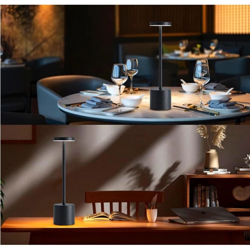 Rechargeable Cordless LED Table Lamp 3Color Dimmable Touch Bedside Lamp 1