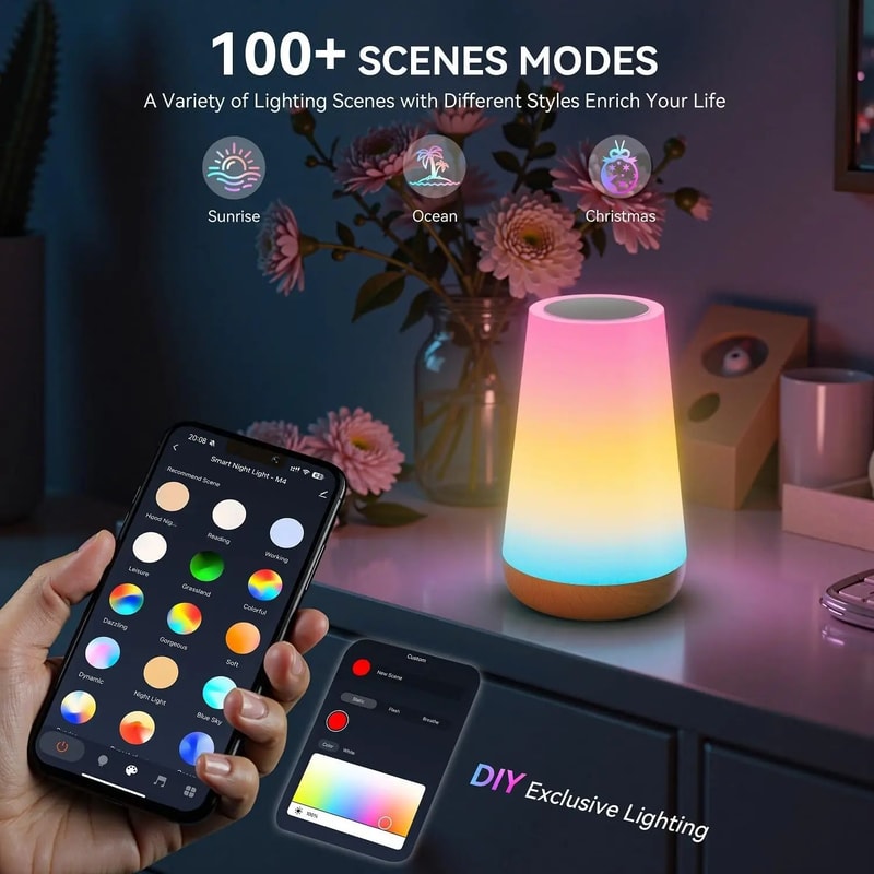 Tuya Smart WiFi RGB Bedside Lamp App Voice Control Ambient Night Light 2