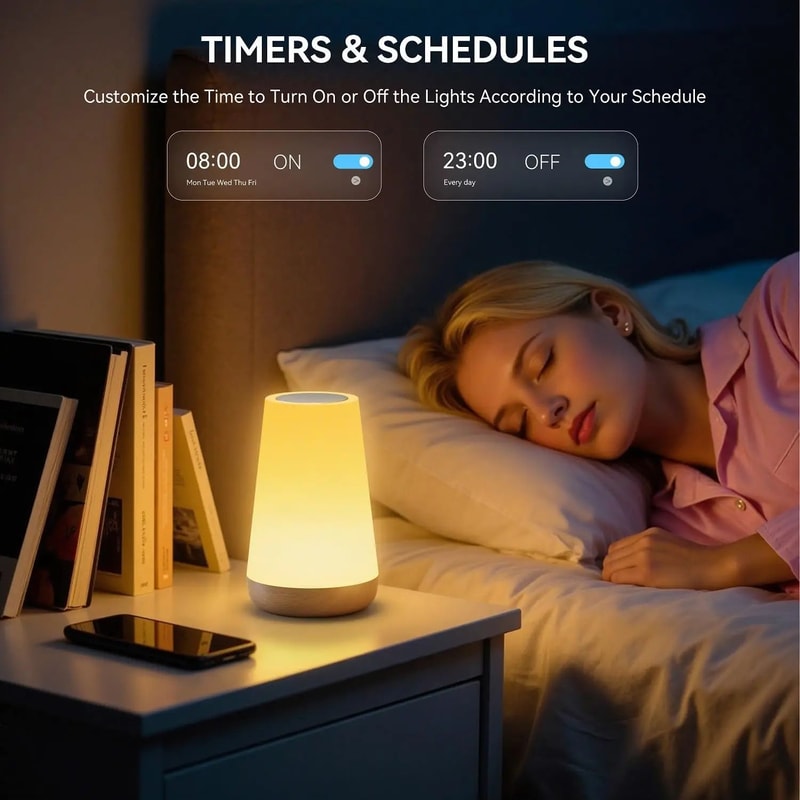 Tuya Smart WiFi RGB Bedside Lamp App Voice Control Ambient Night Light 3