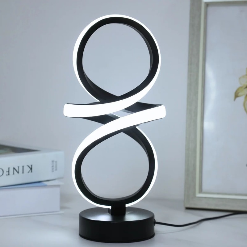 Spiral LED Night Light Lamp With 3 Color Modes Modern USB Table Lamp For Bedroom Office Study Des 0