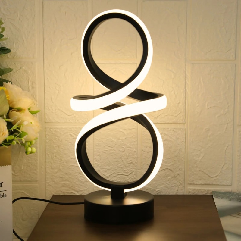 Spiral LED Night Light Lamp With 3 Color Modes Modern USB Table Lamp For Bedroom Office Study Des 2