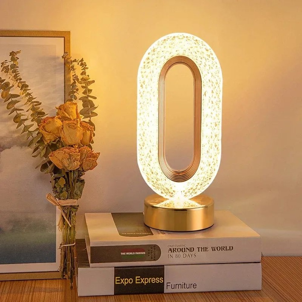 Touch Control 3D Crystal Moon Lamp USB Rechargeable LED Night Light With 3 Color Dimming For Bedro 0