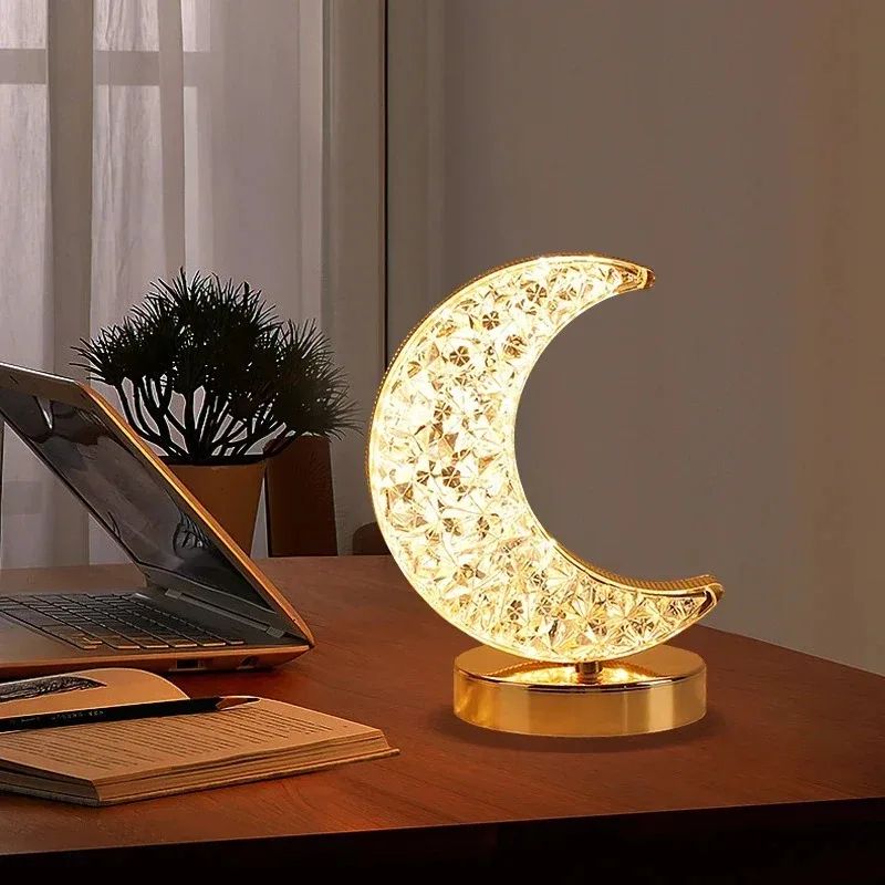 Touch Control 3D Crystal Moon Lamp USB Rechargeable LED Night Light With 3 Color Dimming For Bedro 4