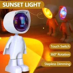 rechargeable astronaut rainbow sunset projection night light – 360° rotating color atmosphere lamp