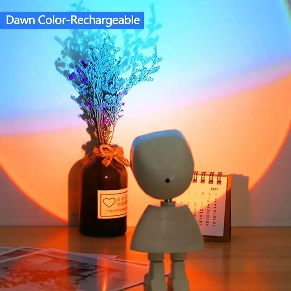 Rechargeable Astronaut Rainbow Sunset Projection Night Light 360 Rotating Color Atmosphere Lamp 7