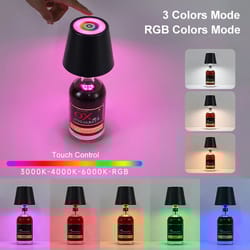 rechargeable led wine bottle table lamp with touch control & rgb dimmable light for restaurants and outdoor parties