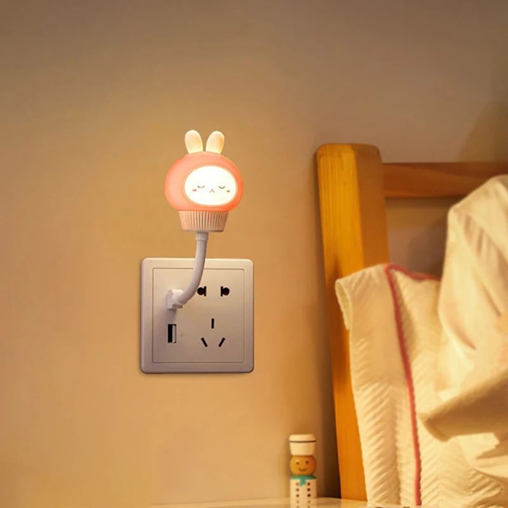Cute Cartoon USB LED Night Light For Kids Portable Bear Chick Kitten Bedside Lamp For Baby Nursery 1