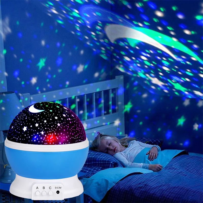 Rotating Starry Sky Galaxy Projector Night Light For Kids LED Moon Stars Nursery Ceiling Projecto 0