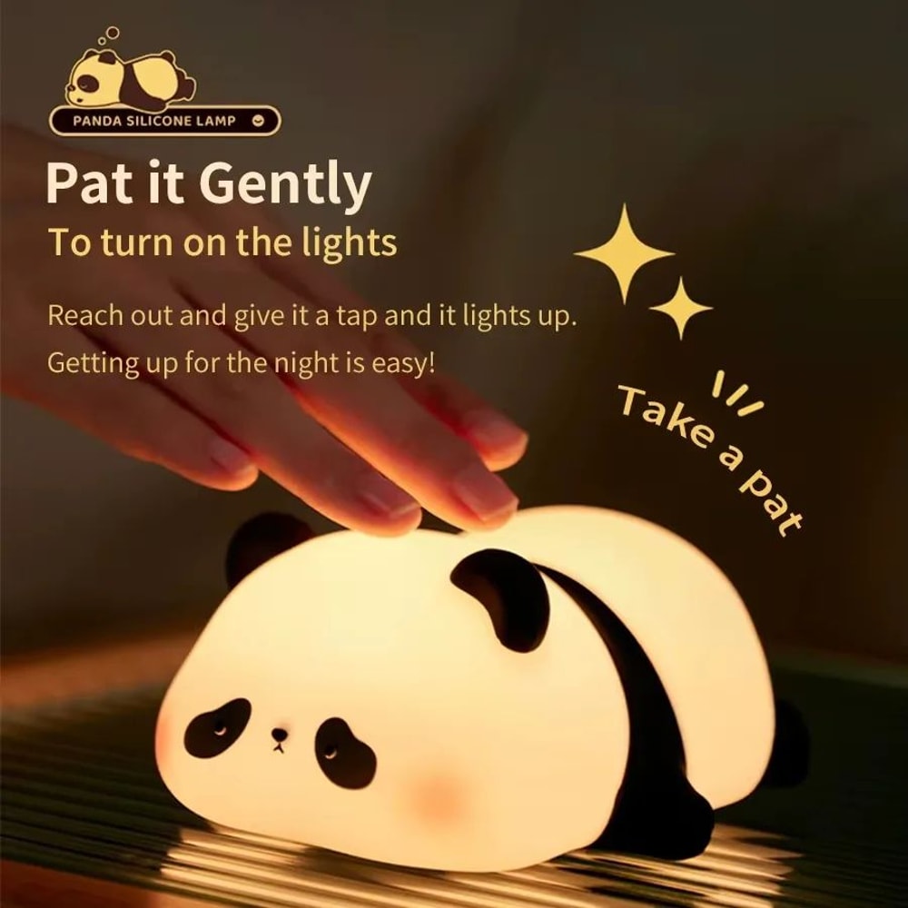 Cute Panda Silicone Rechargeable Night Light Touch Sensor Dimmable LED Bedside Lamp For Kids 4