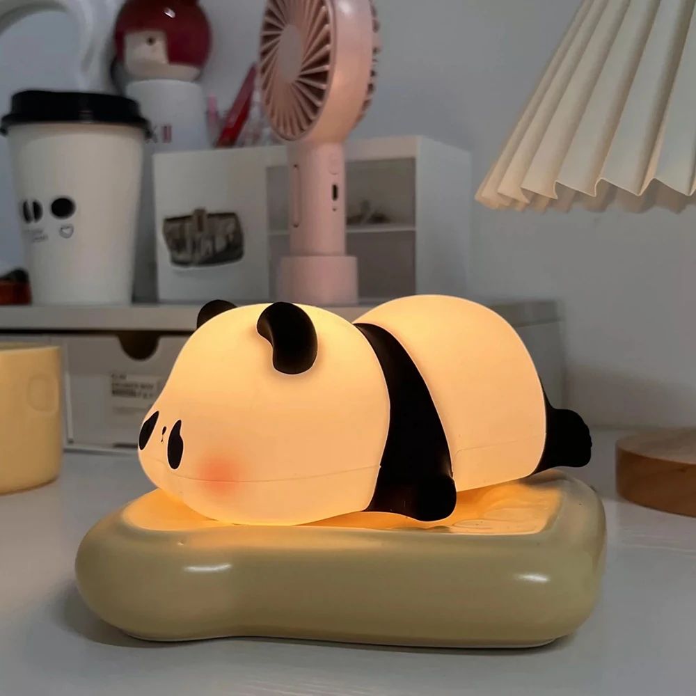 Cute Panda Silicone Rechargeable Night Light Touch Sensor Dimmable LED Bedside Lamp For Kids 5