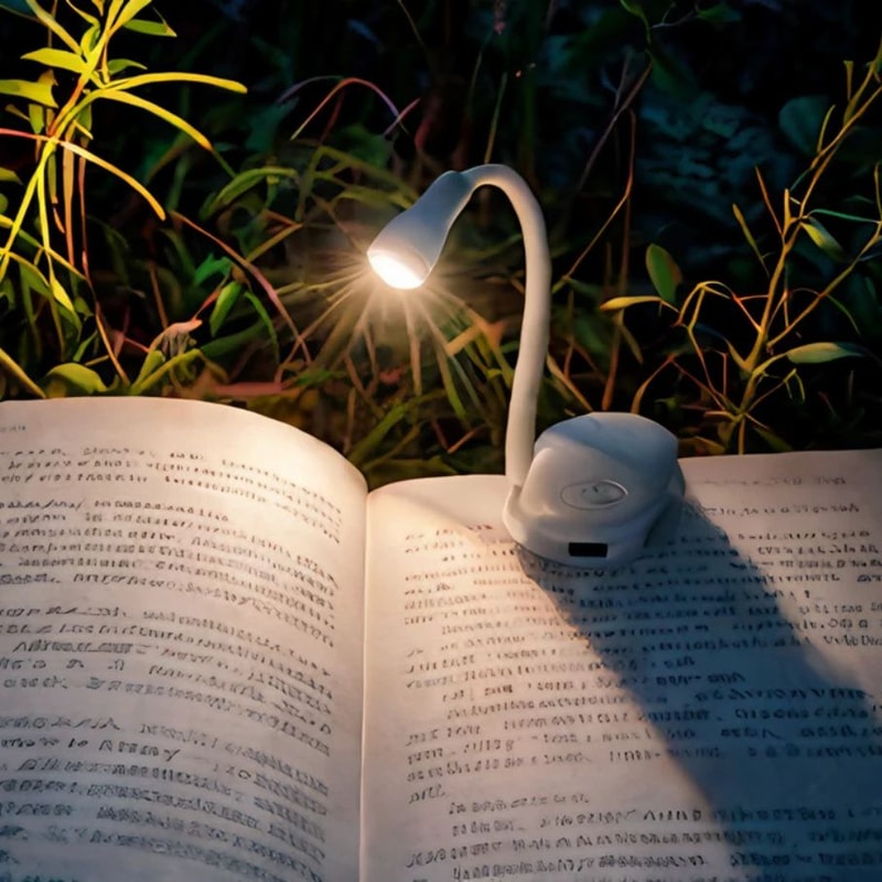 Rechargeable LED Clip Book Light With 3 Color Modes 360 Adjustable Reading Lamp For Travel Bedsid 0