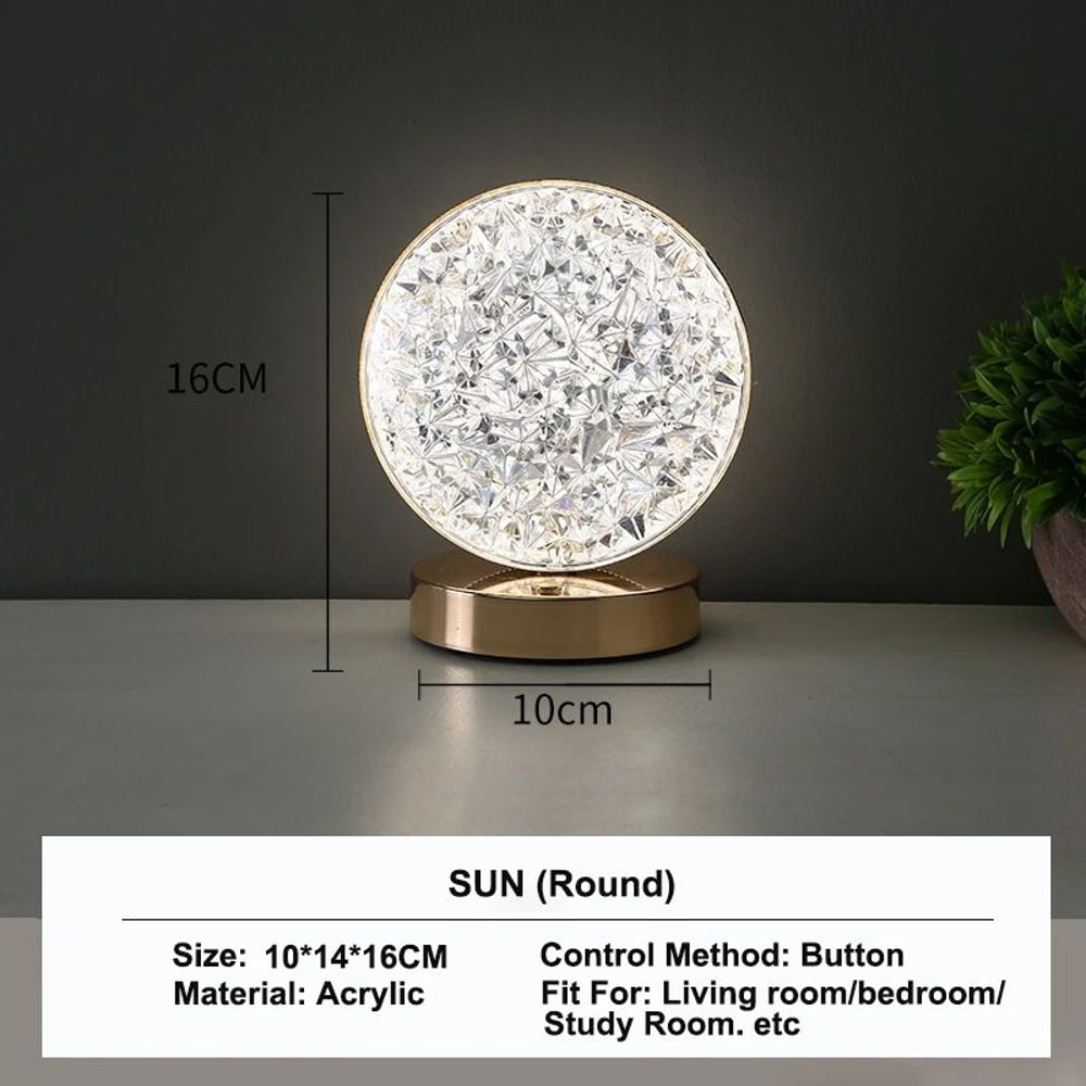Rechargeable 3D Moon Crystal Touch Lamp USB Dimmable LED Bedside Ambient Night Light 7