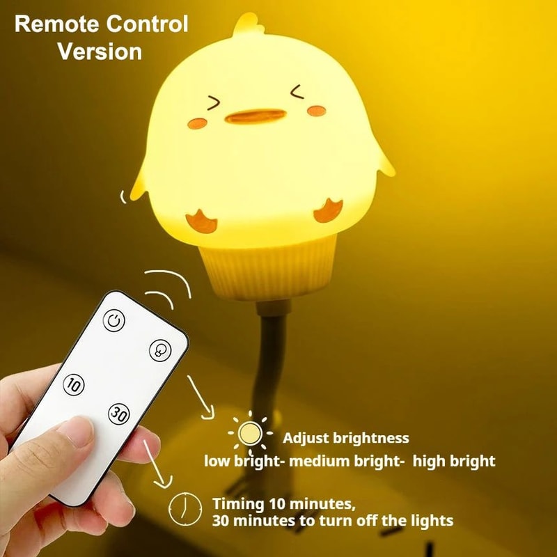 Cute Cartoon Bear Kitten USB LED Night Light Voice Remote Control Kids Bedside Lamp 4