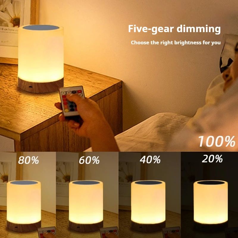 RGB Touch Control LED Bedside Lamp 16 Color Changing Rechargeable Night Light With Remote 3