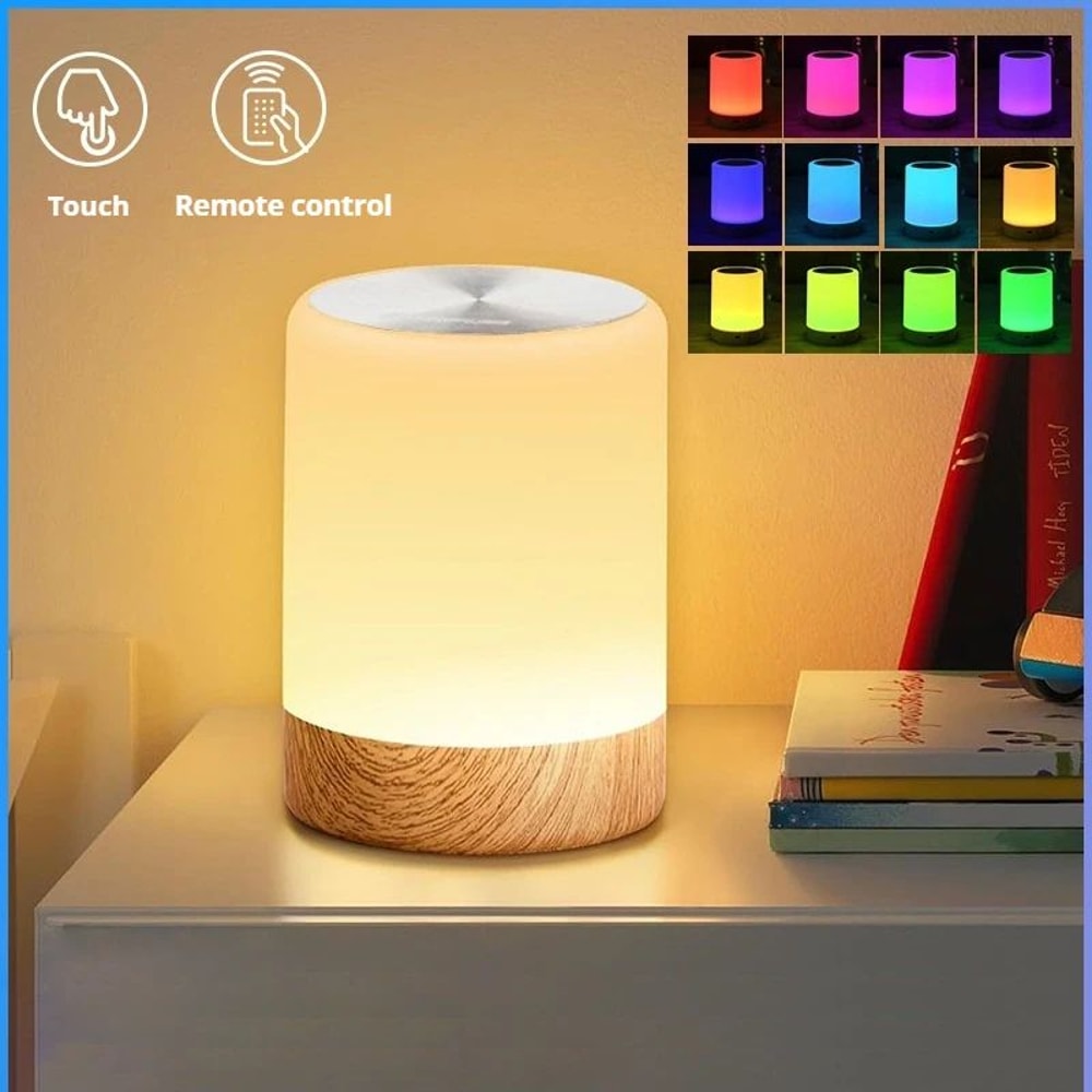 RGB Touch Control LED Bedside Lamp 16 Color Changing Rechargeable Night Light With Remote 6