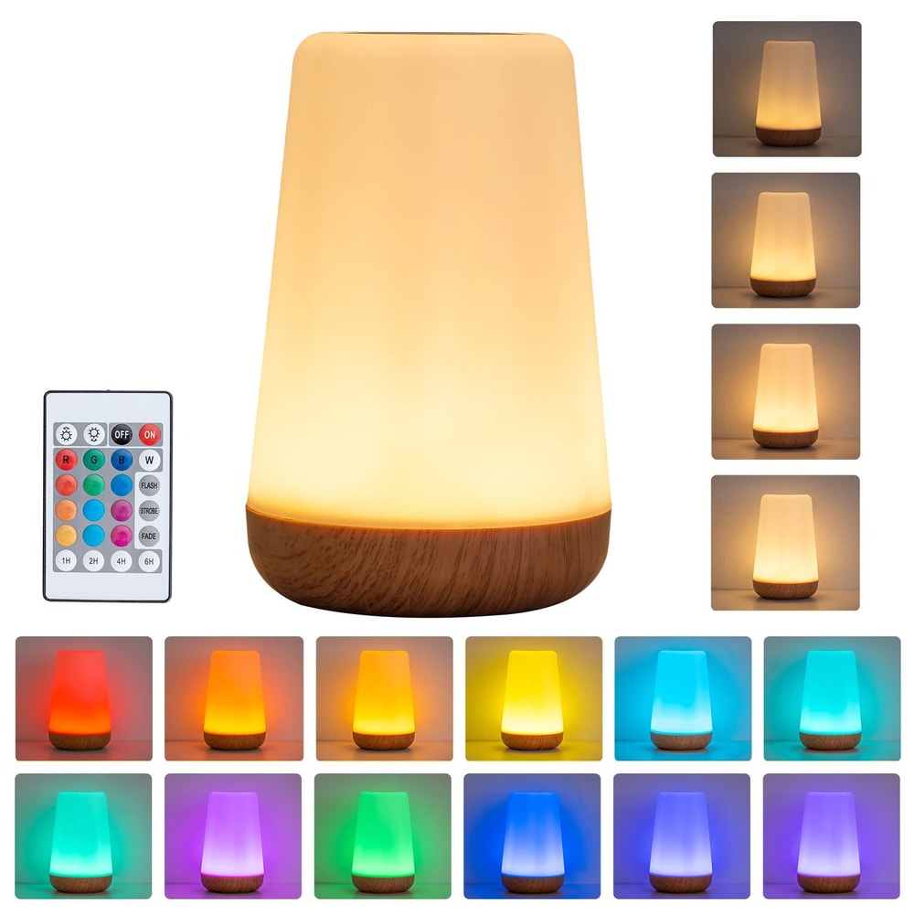 GGbingo RGB Touch Control LED Night Light 13 Color Changing Dimmable Bedside Lamp With Remote 7