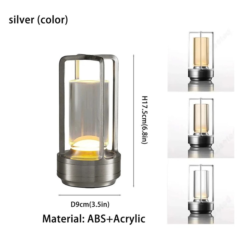 Rechargeable Cordless LED Table Lamp Touch Dimmable 3 Color Bedside Restaurant Desk Light 8