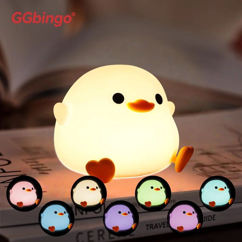 Cute Pear Silicone LED Night Light 7 Color Touch Dimmable Rechargeable Bedside Lamp 9