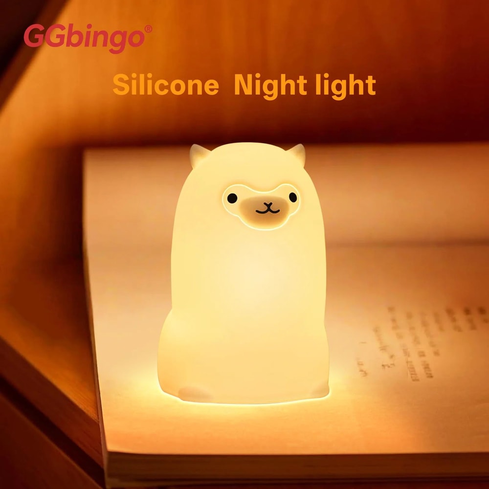 GGbingo Cute Alpaca LED Night Light RGB Touch Sensor Silicone Kids Bedside Lamp 2