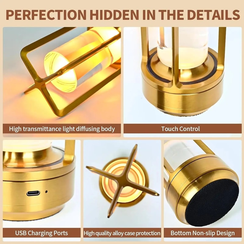 Rechargeable Wireless LED Table Lamp Touch Sensor Dimmable Restaurant Bedside Desk Light 3