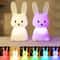 GGbingo Cute Rabbit Silicone LED Night Light Touch Sensor 7 Color Rechargeable Kids Bedside Lamp 0