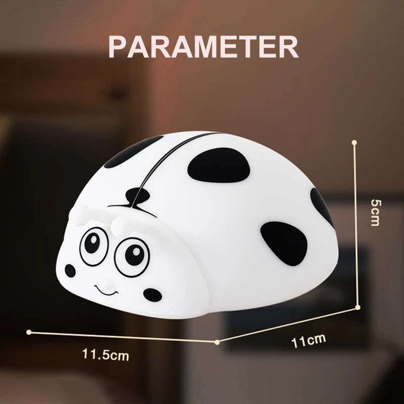 Cute Ladybug Silicone LED Night Light Touch Control Rechargeable Nursery Bedside Lamp 4