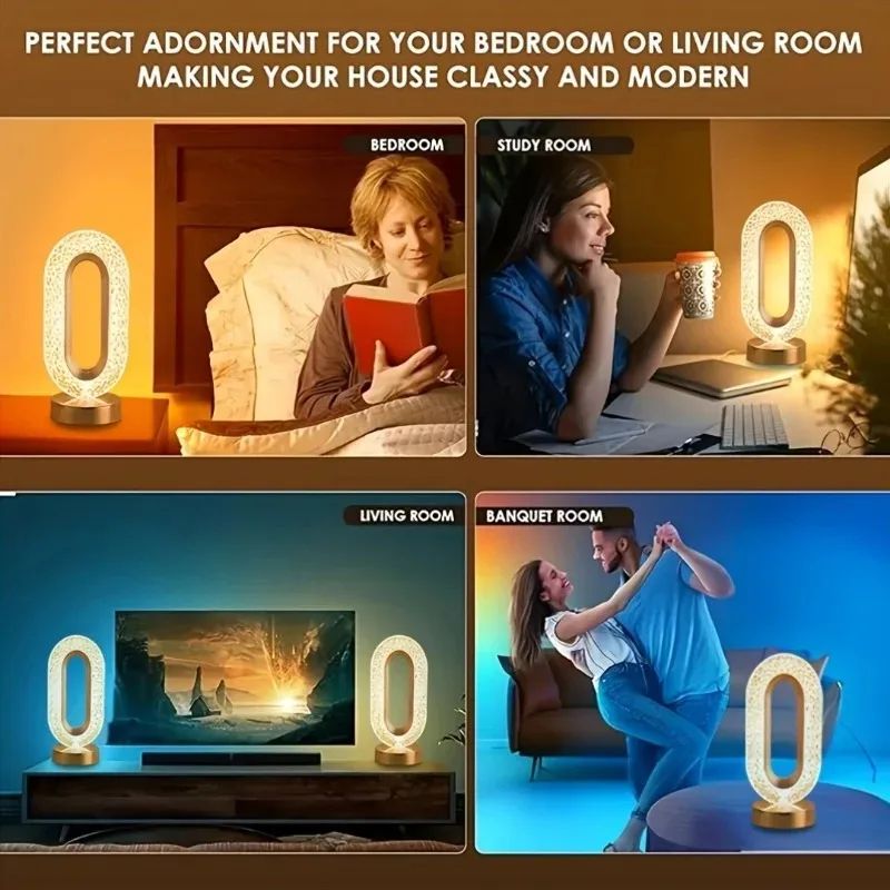 GGbingo 3D Crystal Track LED Table Lamp Touch Dimmable USB Rechargeable Ambient Night Light 2