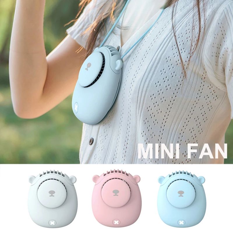 Rechargeable Portable Neck Fan 3 Speed Handheld Personal Cooling Fan For Travel Outdoor Use 0