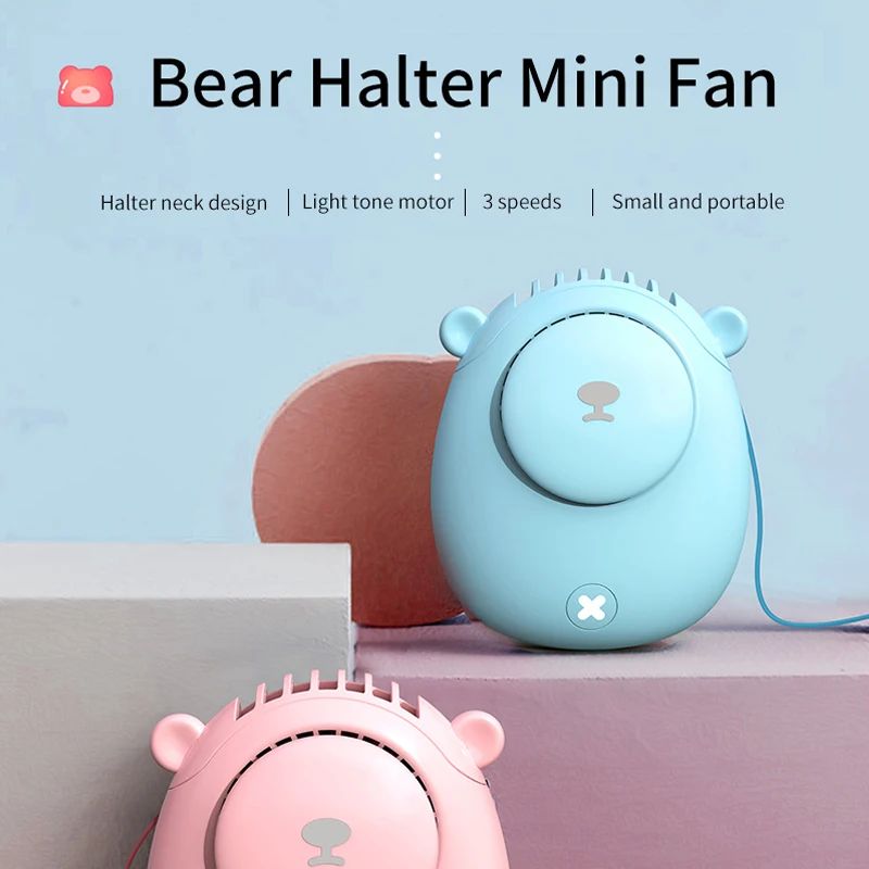 Rechargeable Portable Neck Fan 3 Speed Handheld Personal Cooling Fan For Travel Outdoor Use 1