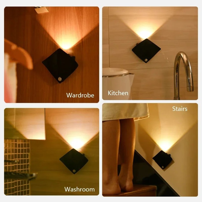 Rechargeable Motion Sensor LED Wall Sconce Wireless Magnetic Night Light For Bedroom Hallway 4