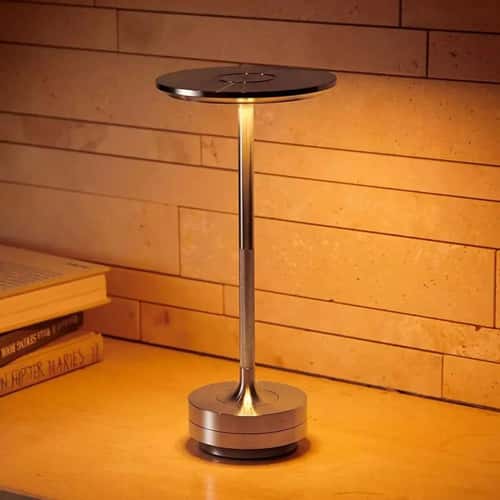 Rechargeable Aluminum LED Table Lamp – Touch Sensor Dimmable Wireless Restaurant & Bedside Light