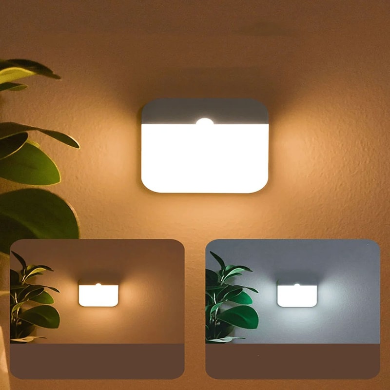Magnetic Motion Sensor LED Night Light Rechargeable StickOn Closet Bedside Lamp 0
