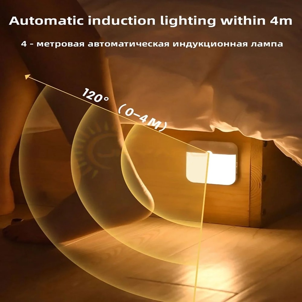 Magnetic Motion Sensor LED Night Light Rechargeable StickOn Closet Bedside Lamp 1