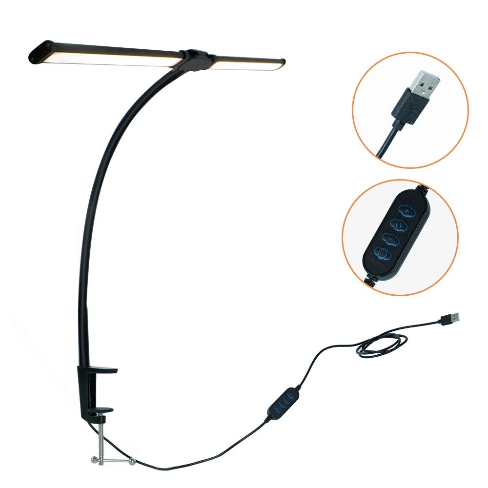 24W Triple Head LED Desk Lamp With Clamp Auto Dimming Eye Care Monitor Light 7