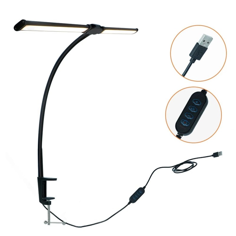 24W Triple Head LED Desk Lamp With Clamp Auto Dimming Eye Care Monitor Light 7