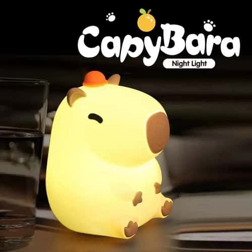 Cute Capybara Silicone LED Night Light – Rechargeable Touch Bedside Lamp for Kids